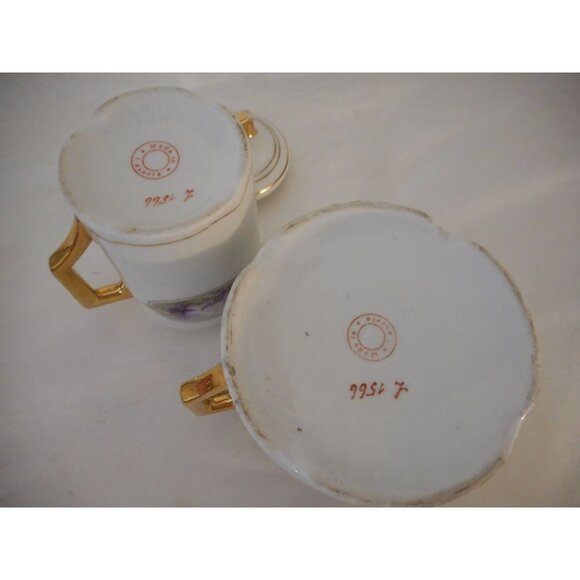Antique Floral Violet Gold on White Sugar and creamer Made in Bavaria - Picture 10 of 12